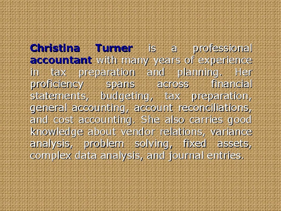 Consider Christina Turner Accountant LLC For Any Tax Preparation Or Planning Needs