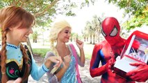 Frozen Elsa y Anna vs Maléfica pierde sus dientes w/ Spiderman candy máquina de Superhéroes de la diversión