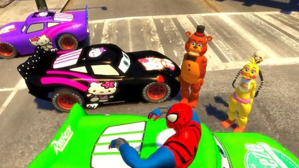 Five Nights at Freddys & Spiderman McQueen Colors Casr Nursery Rhyme-Abc Songs For Childr