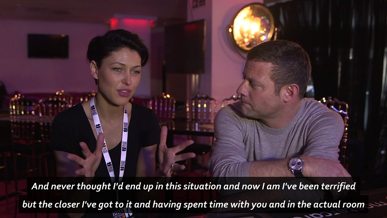 Hosts Emma Willis and Dermot O'Leary get ready for Brits