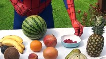 Learn Fruits With Spiderman | Funny Superhero Real Life Learning English Fruit Names
