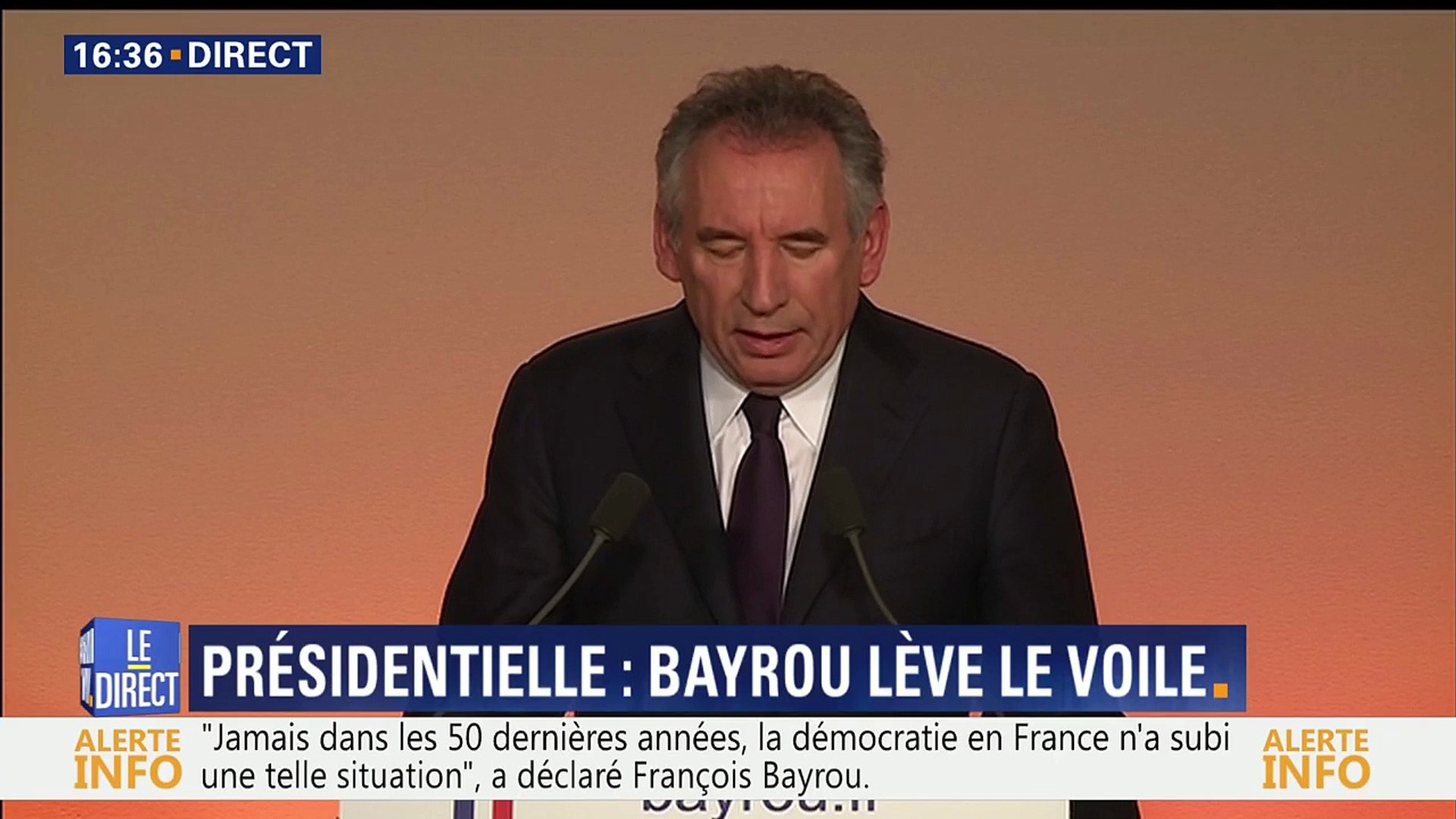 François Bayrou ne se présente pas à la présidentielle : "J'ai décidé de  faire à Emmanuel Macron une offre d'alliance" - Vidéo Dailymotion