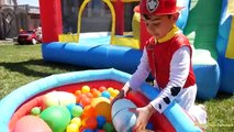 Easter Egg HUNT SURPRISE TOYS CHALLENGE Paw Patrol Toys Inflatable Castle Slide Disney Cars Toys