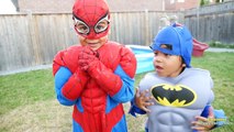 Captain America Poo Colored Balls w/ Batman & Spiderman vs Maleficent Superheroes Kids