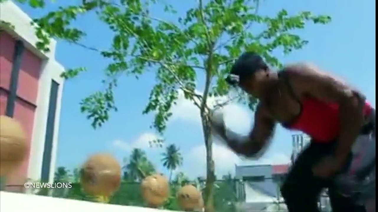 Man smashes 124 coconuts with bare hand in less than a minute