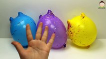 Rainbow Wet water Balloons - Learn colours Finger Nursery Balloon family Compilation