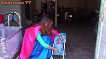 Spiderman vs Venom kidnapping Baby of anna Pinks SpiderGirl Elsa Fun Superheroes in real l