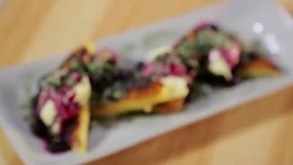 Grilled Lemon Loaf With Blueberry Compote, Mascarpone & Mint Sugar