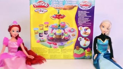 Download Video: Disney Princess Ariel Princess Elsa Frozen Dolls Play Doh Cupcake Tower Playset Hasbro Toys