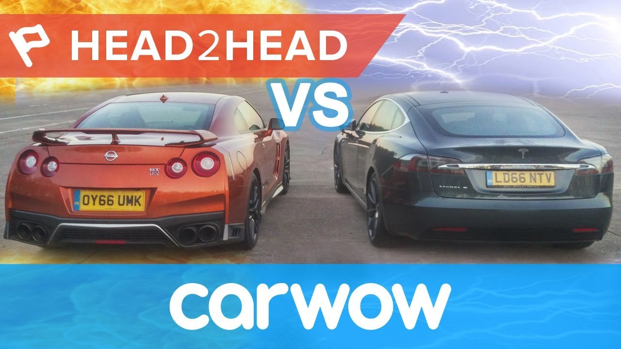 2017 Nissan GT-R vs Tesla Model S - Gasoline vs Electric Acceleration Challenge  Head2head [HD, 1280x720]