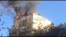 Tiranë, zjarr i madh në katin e 10-të të një pallati tek Liceu Artistik