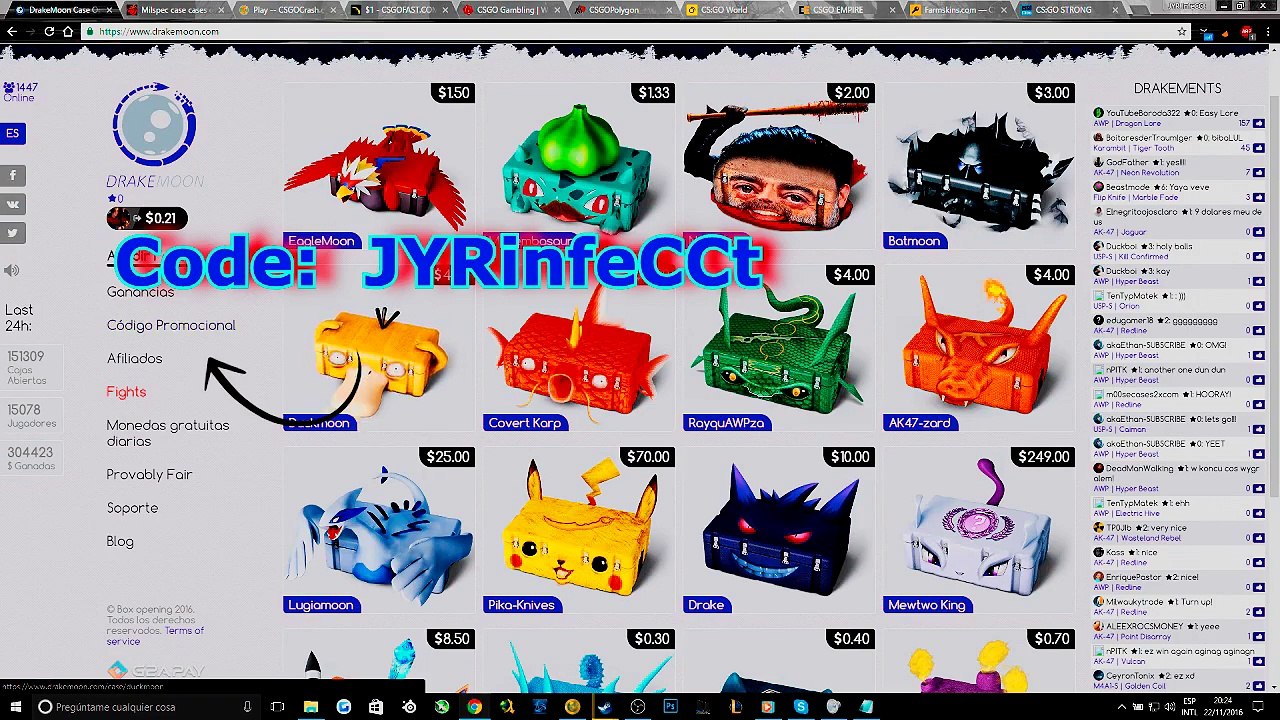 50 PAGES TO WIN FREE SKINS FOR CS_GO (codes $5.00, $1.00, $0.50 + links in description)