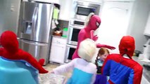 Pink Spidergirl and Spiderman Real Life in the Morning Frozen Elsa Frozen Anna vs Joker Superheroes