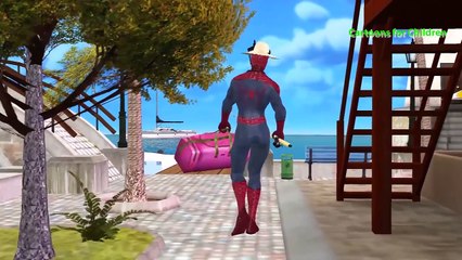 Hulk and Spiderman vs Shark Attack. Learn animals 3D cartoon for Kids