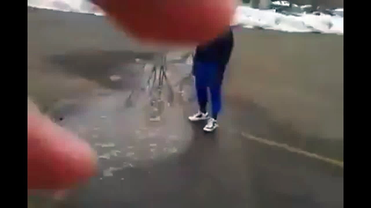 Idiot Tests How Deep Puddle Is HAHAHA (y)