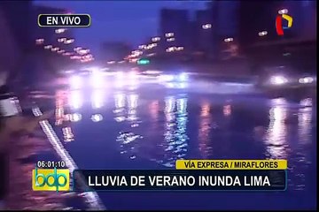 Intensa lluvia de verano inunda diversas calles de Lima