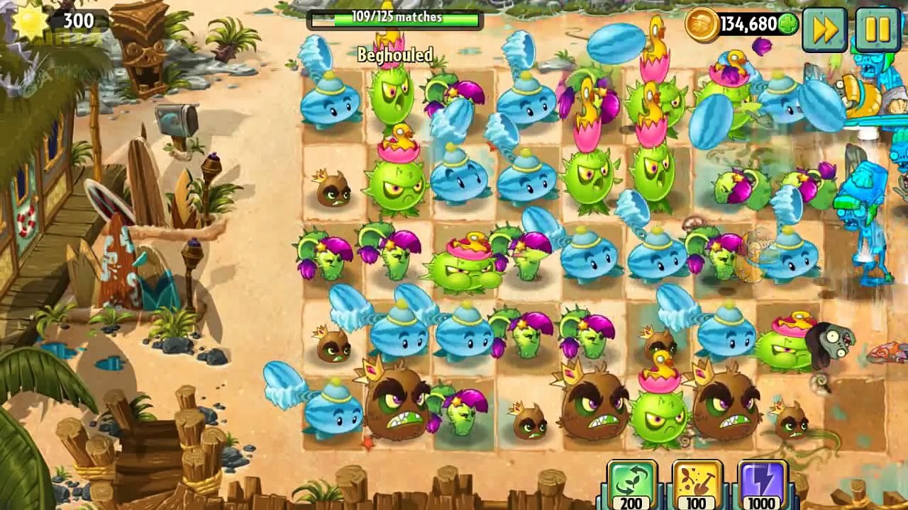 Plants vs Zombies 2 - Beghouled Beyond #8: Big Wave Beach Beghouled - Dusk Lobber and Kiwi