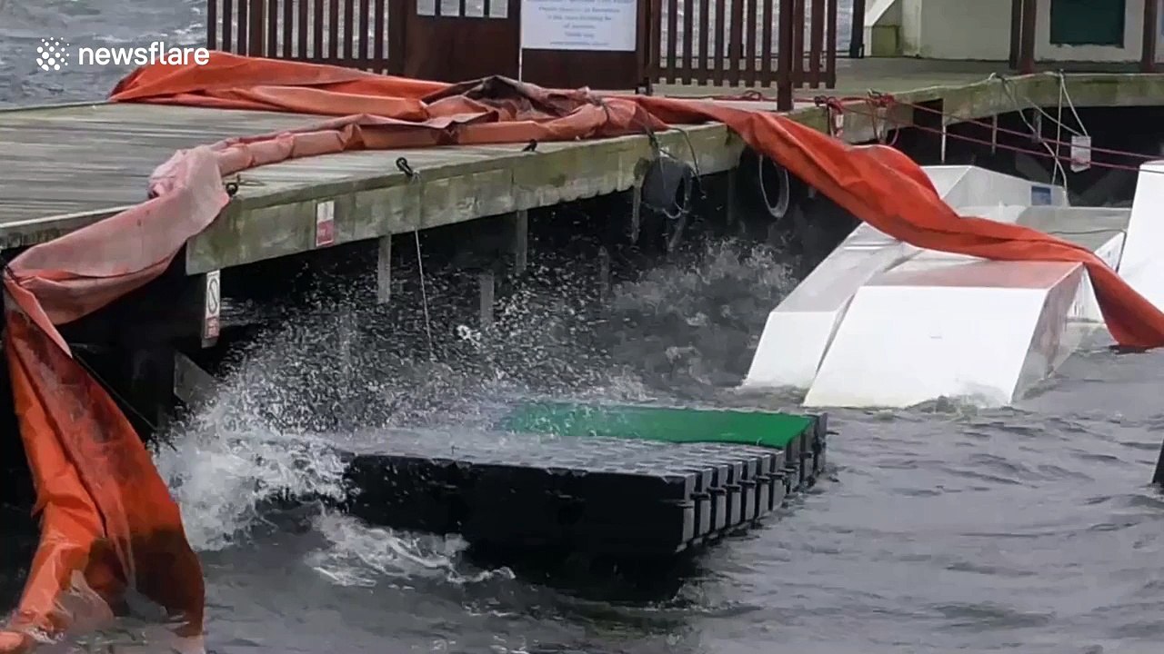 Storm Doris stirs Chasewater reservoir in Staffordshire