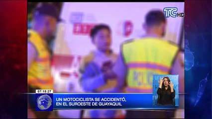 Un motociclista se accidentó en el suroeste de Guayaquil