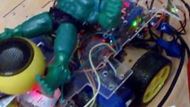 Arduino Robot car is transporting The Incredible Hulk.arduino leonardo,ublox gps,raspberry pi
