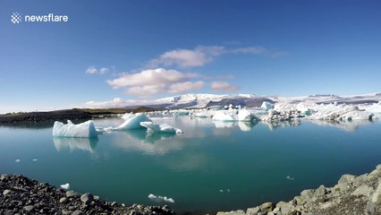 Stunning sights of floating ice in Icelandic glacier lagoon