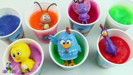 Copos Surpresas Amoeba com a Turma da Galinha Pintadinha e Pop Up Brinquedos com Ovos Surpresa Toys