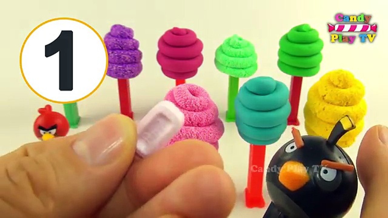 Узнать цифры от 1 до 10 с конфет pez Диспенсер играть doh | учим цвета с играть doh сюрприз игрушки