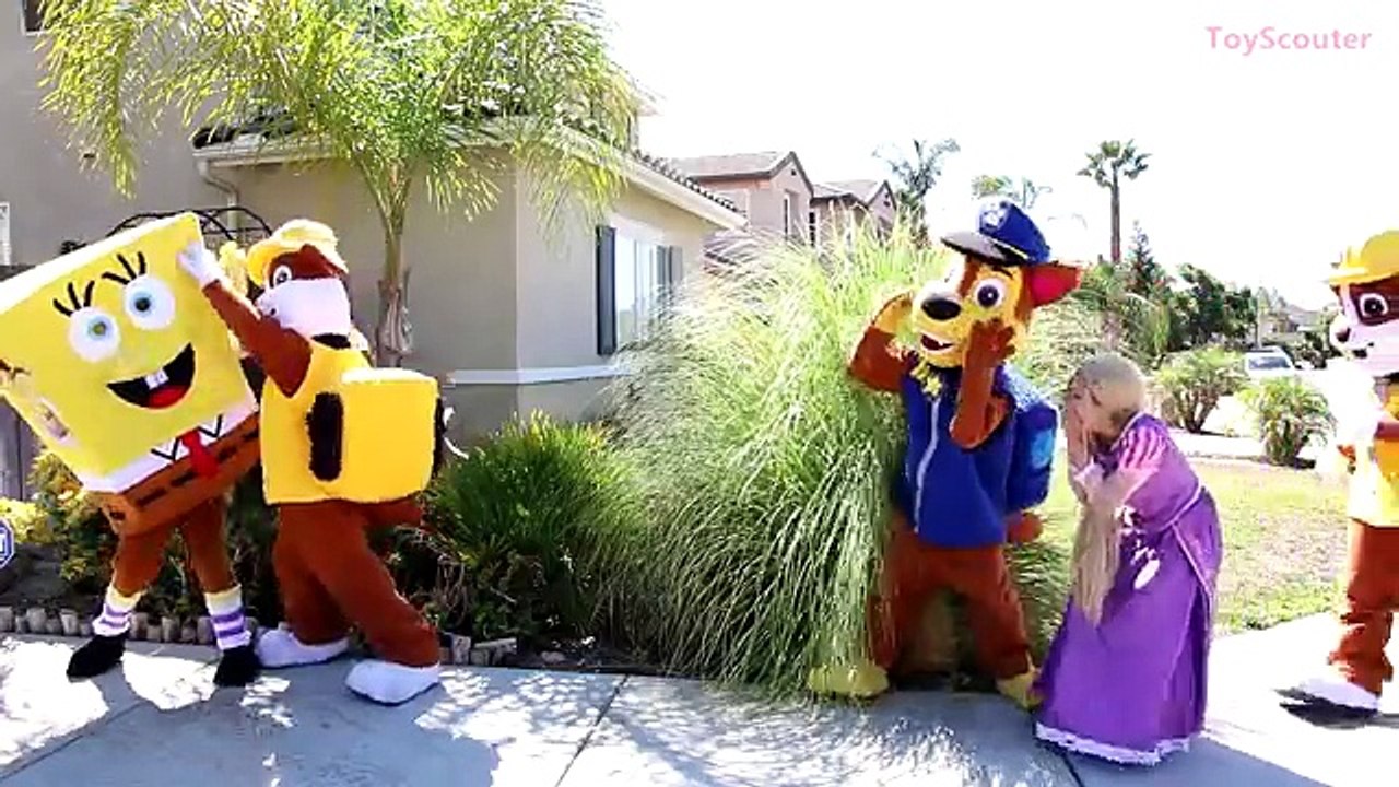 Princess Rapunzels Nose FALLS off! w/ PAW Patrol Rubble Rocky & Spongebob in Real Life