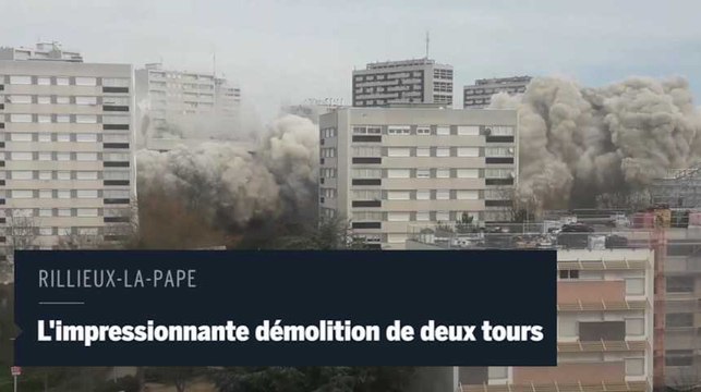 L’impressionnante destruction par explosifs de deux tours à Rillieux-la-Pape