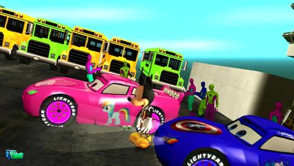Nursery Rhymes Wheels On The Bus Song Spiderman & Mickey Mouse and Goofy Lightning McQueen
