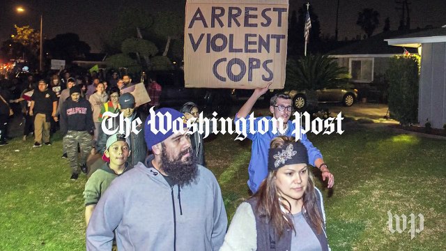Hundreds of protesters march through Anaheim