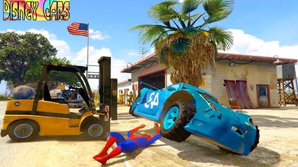 Dinoco Guardar McQueen Spiderman reparar Coches Transportador de canciones infantiles Canciones para Niños Carrito