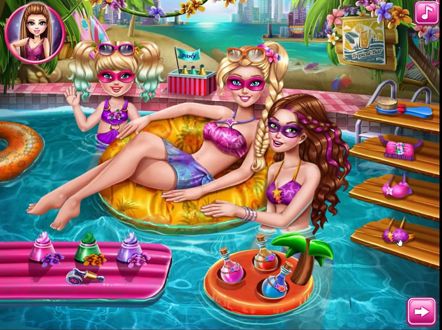 barbie pool party games