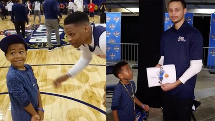 Russell Westbrook and Steph Curry Meet Their Biggest Little Fan, Rapper Young Dylan