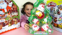 Kinder Surprise and Play Doh Advent Calendar Day 17, Hello Kitty Christmas surprise eggs ハローキティ