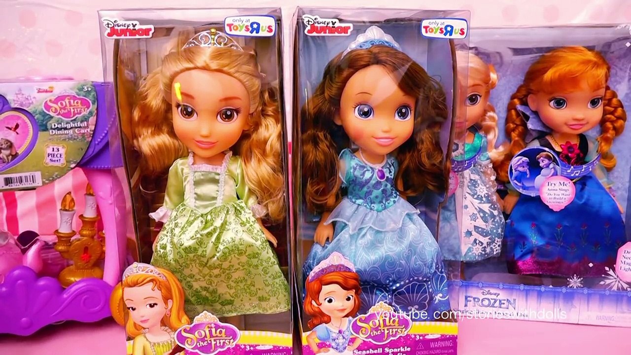 Elsa and Anna Toddlers Help Sofia Make a Tea Party for Amber - Stories With Dolls and Toys-u2QKRVbmsi0
