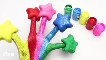 Learn Colors for Children Body Paint with Play Doh Stars & Finger Family Nursery Rhymes