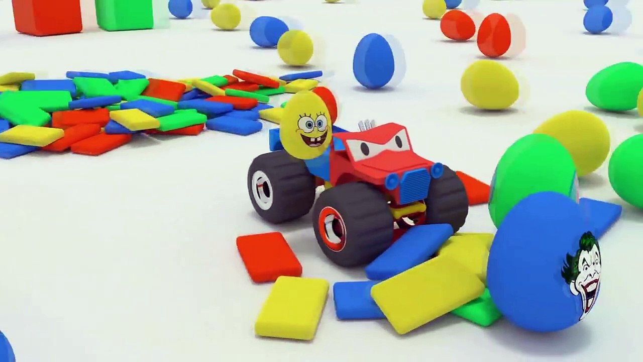 3D Tow Truck & Police Monster Trucks in Car City Surprise Eggs _ Cars & Trucks construction cartoon-S4KhYegzQLE