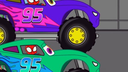 Police Car climbs the mountain. Monster Trucks kids cartoon movies Vehicles for Kids. Kids Animation-415LG32R5_c