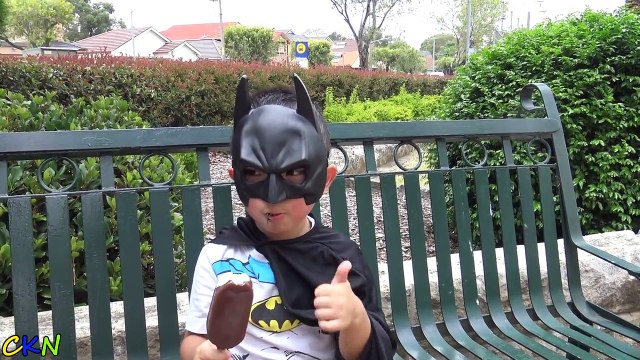 Batman Batarang Training At The Park Kids Having Fun Eating Ice Cream And KFC Ckn Toys-msE2Qgw8Dx4