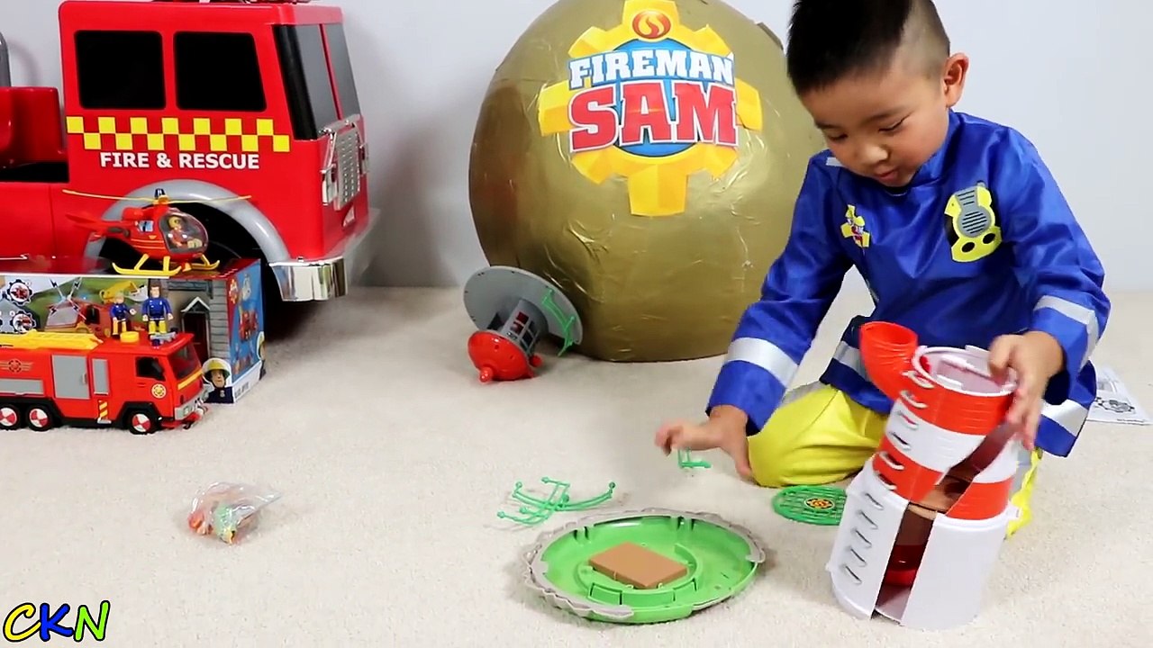 BIGGEST Fireman Sam Toy Collection Ever Giant Surprise Egg Opening Fire Engine Truck Ckn Toy-a5WbFc7SRWA