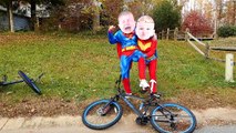 CRYING BABIES Superheroes in Real Life BIKE RIDING Batman Wrecks Bicycle CRYING BABY Joker Prank-TwzX7A9Gl90