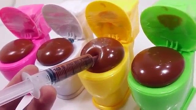 Chocolate Toilet Poop Slime Syringe Water Balloons Play Doh Toy Surprise Eggs Learn Colors