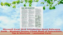 READ ONLINE  Microsoft Excel 2016 Introduction Quick Reference Guide  Windows Version Cheat Sheet of