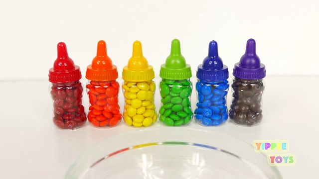 Learn Colors with Surprise Toys and Candy Inside Baby Bottles