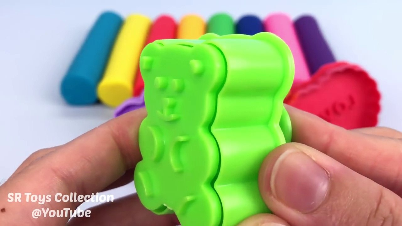 Fun Learning Colours with Play Doh Modelling Clay with Teddy Bear Disney Cars Heart Molds for Kids-380eJLYHdAw
