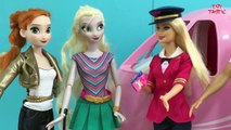 Airplane! Elsa & Anna board Barbie's Glam Jet! Frozen Dolls go on Vacation! Aeroplane Adventure!-CRPt82y9ekU
