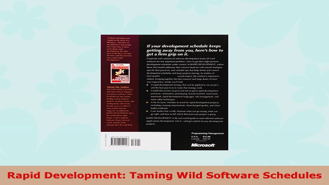 READ ONLINE  Rapid Development Taming Wild Software Schedules