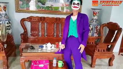 Spiderman vs Joker kidnap Frozen Elsa blackmail Fun Superheroes movie in real life