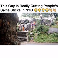 Cutting people's Selfie Sticks In NYC